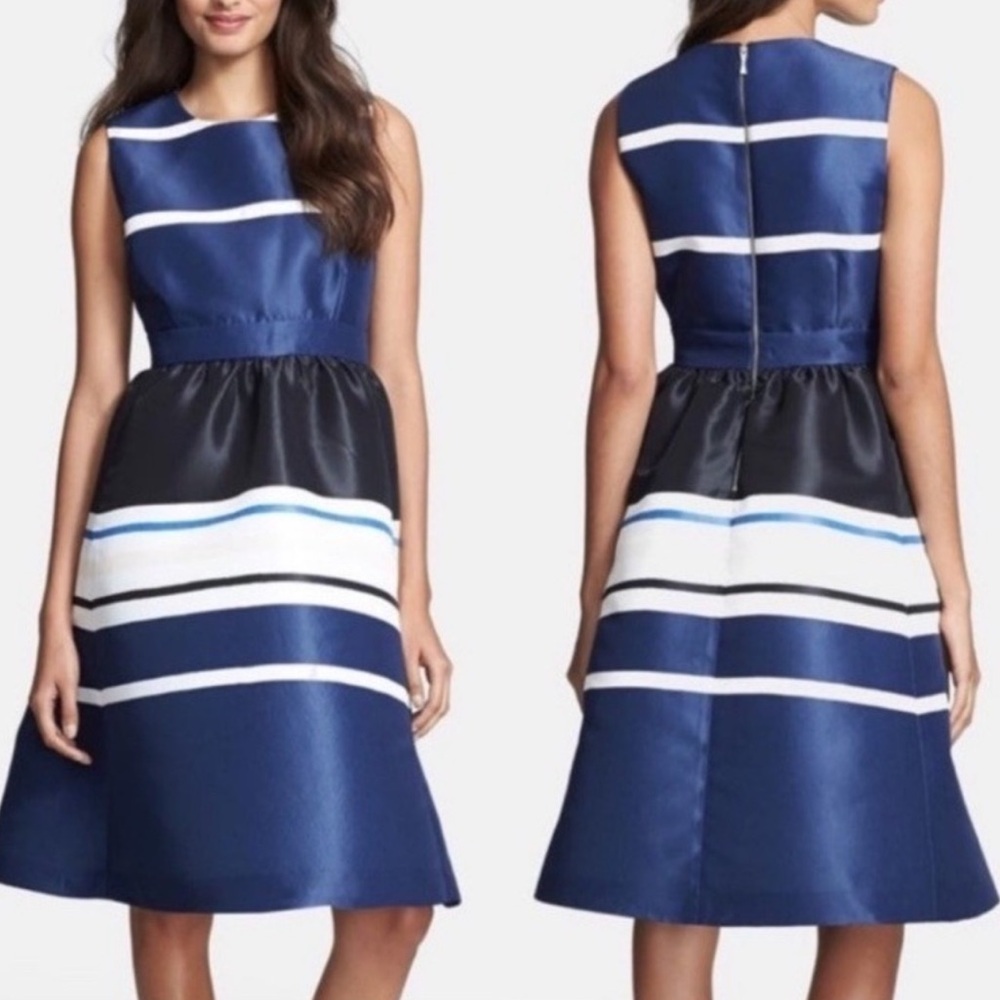 Kate Spade Holiday Stripe Dress Rich Navy 8 Classic Feminine Elegant